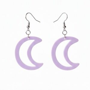 Pastel Lavender Crescent Moon Dangle Earrings Cute Kawaii Aesthetic Jewelry